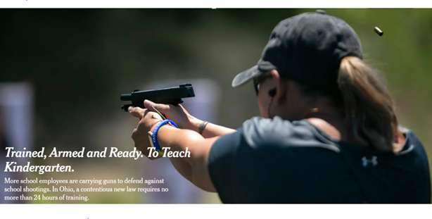 Picture shows a female teacher attends gun and active shooter training camp