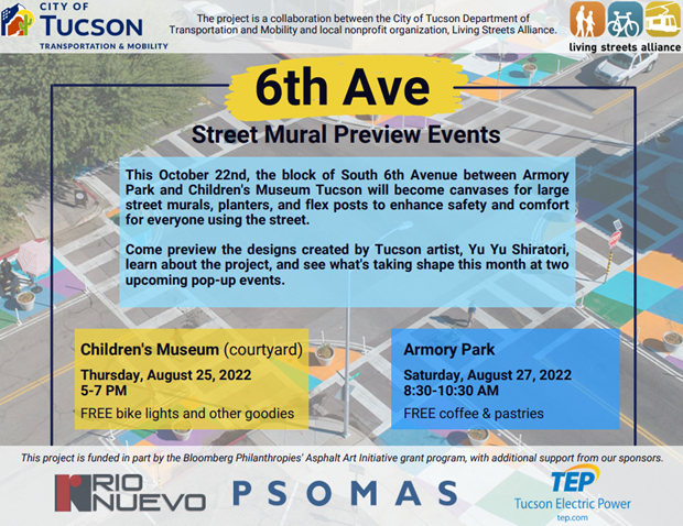 Flyer of 6th Avenue street mural preview events
