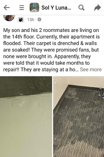 Picture shows complain in Sol Y Luna Apartment 