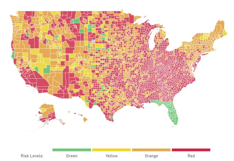 Harvard risk level map county by county