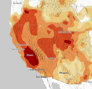 Map shows drought conditions in several States