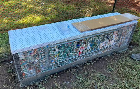 Picture shows one of the benches made from Byblocks in Himmel Park 