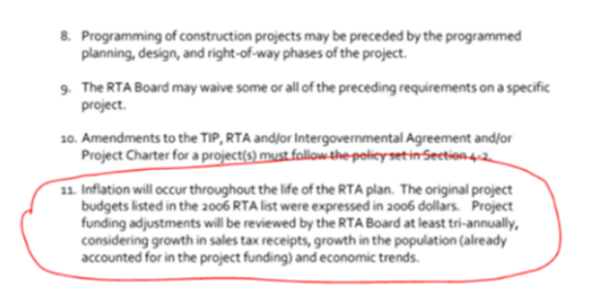 Picture shows section from RTA policy statements