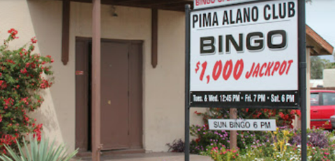Picture shows front area of Pima Alano Club building 