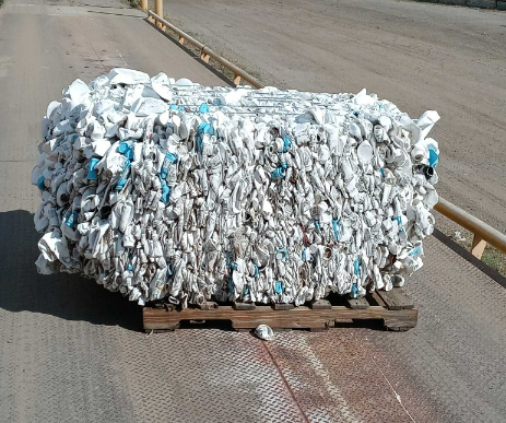 Picture shows a bale of plastic waste