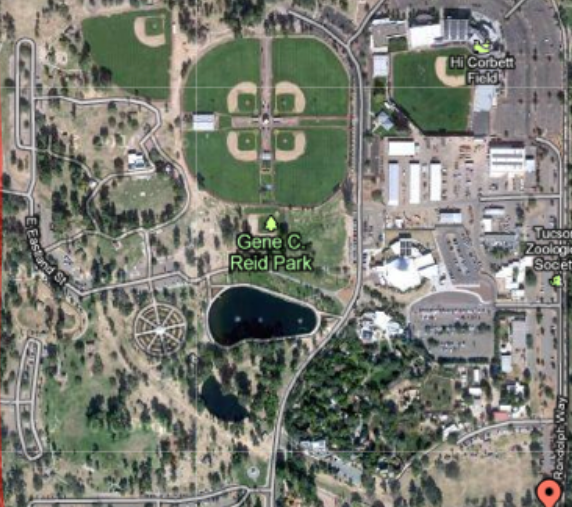 Picture shows aerial of the Reid Park baseball complex