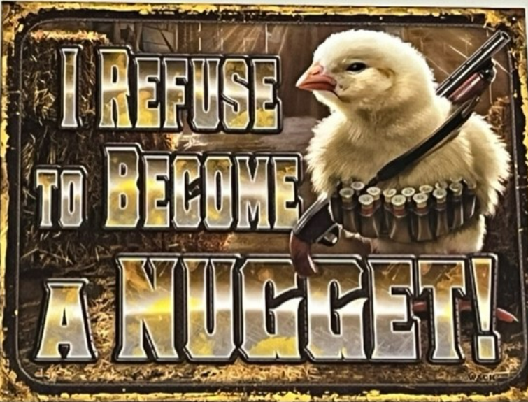Picture shows a baby chicks with gun and ammunition 