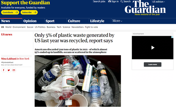 Picture shows headline of The Guardian's article