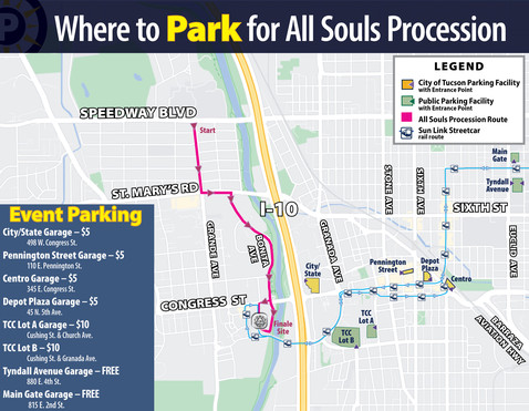 Parking Map, All Souls Procession 2022