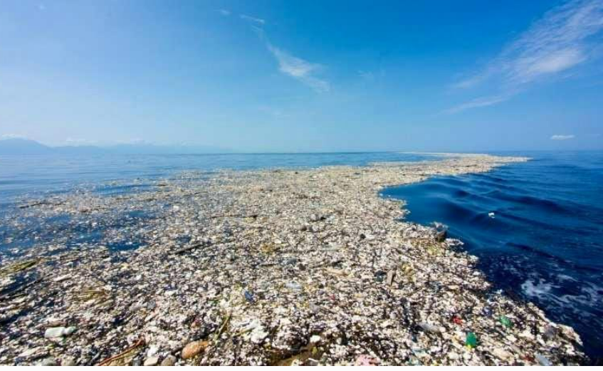 Picture shows plastic pollutants in the ocean 