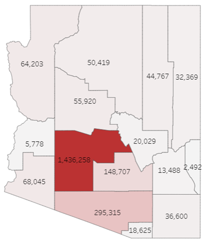 COVID count map by county