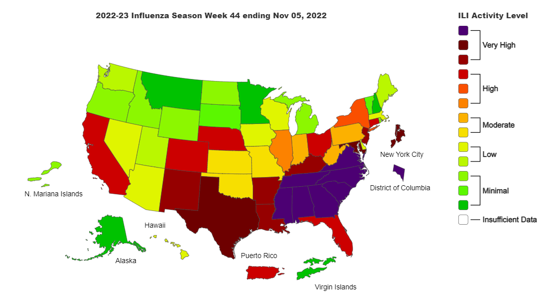 Current National Flu Activity Map 