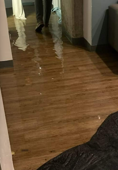 Picture shows water leaking at Sol Y Luna