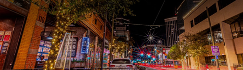 Picture shows downtown Tucson illuminated with LED lights