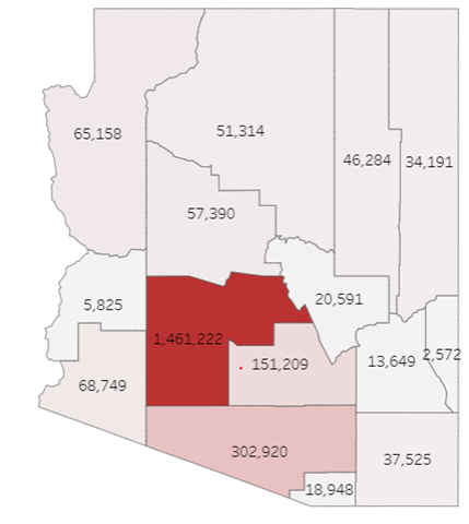 Statewide COVID count map by county