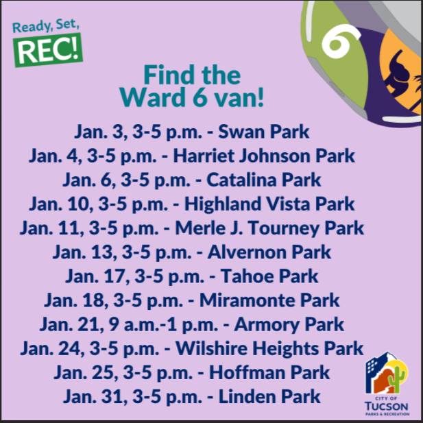 Ready, Set, Rec flyer with dates of upcoming days in January
