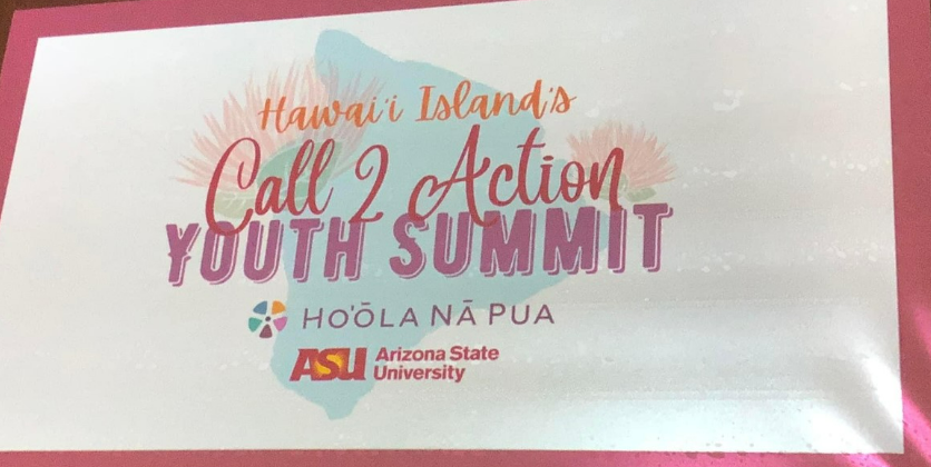 Picture shows a banner of Call 2 Action Youth Summit in Hawai'i
