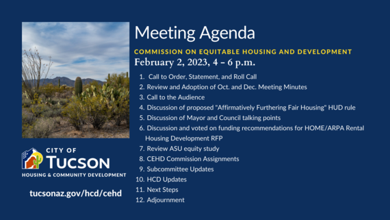 February Agenda for the Commission on Equitable Housing and Development Meeting