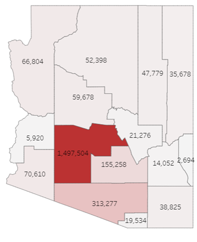 Statewide COVID count map