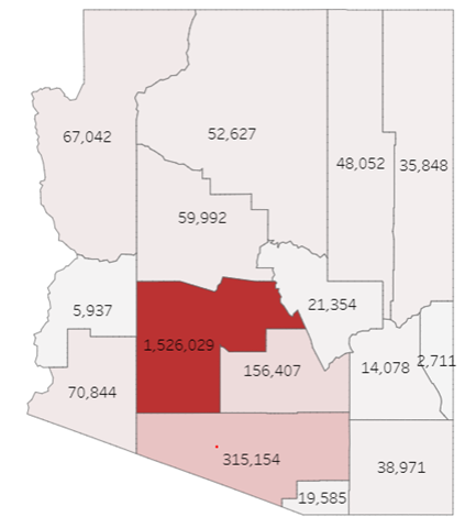 Current state map showing what COVID has done in Arizona in the past 3 years.  