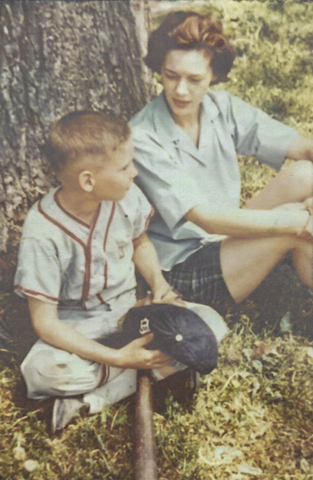 Picture shows Steve K with Detroit Tiger cap and his mother 