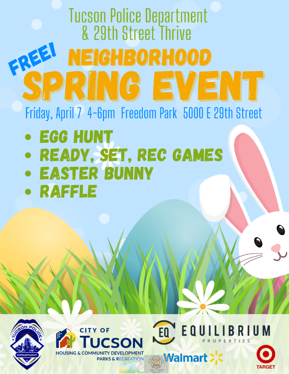 TPD and 29th St Thrive Neighborhood Spring Event Flyer