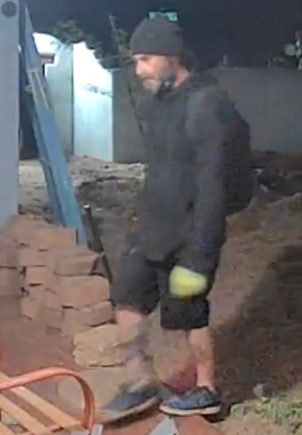 Picture of a guy in the black jacket who steal the tools captured by Ring camera