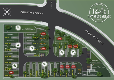 Picture shows map of tiny house village project in Flagstaff 