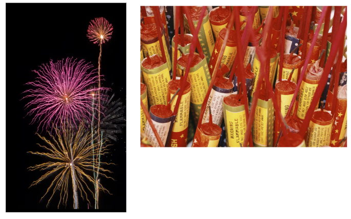 Picture shows fireworks and bottle rockets