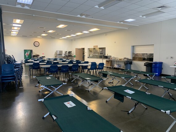 Inside the cooling center / dining room at the Salvation Army Hospitality House.
