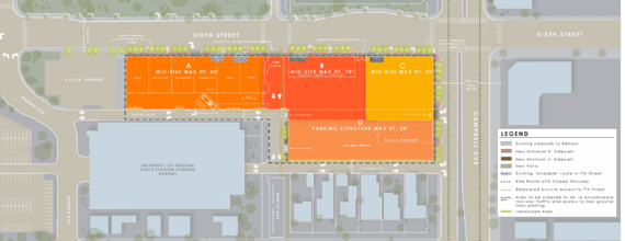 Picture shows site plan for proposed redevelopment at 6th and Campbell 