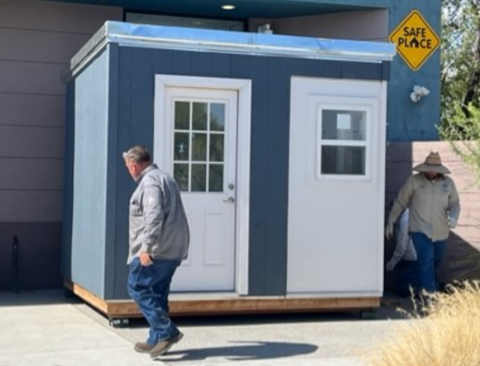 City workers work on final process to place ByPad at Ward 6 Council Office