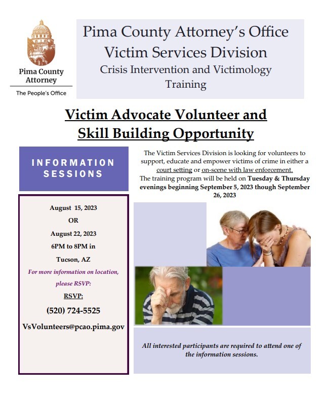 Flyer for PCAO Victim Advocate Volunteer Opportunity