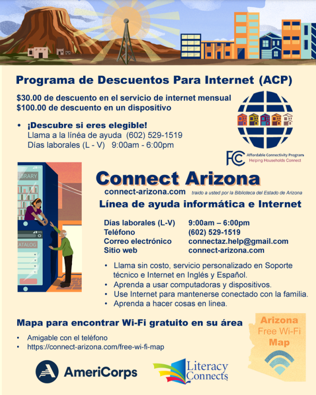 Flyer for Connect Arizona in Spanish