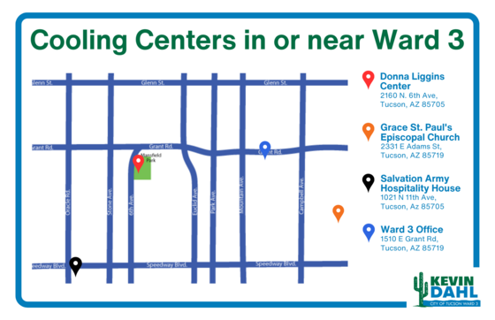 Map of cooling Centers around Ward 3