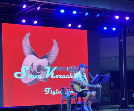 Picture shows Steve K perform acoustic music at St. Phillips Plaza  