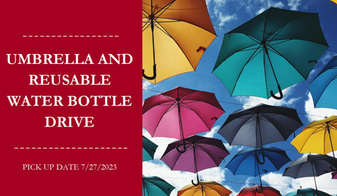 Umbrella and reusable water bottle drive flyer