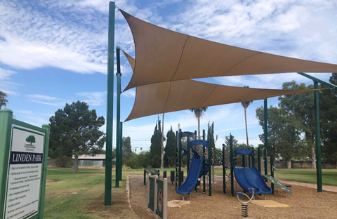 Picture shows newly installed shades at the Linden Park playground