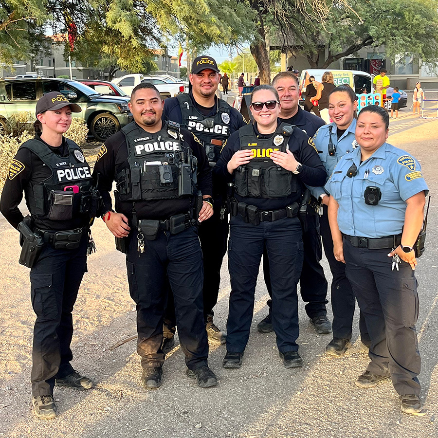 ODS patrol officers and CSOs in uniform outside at a charity event.