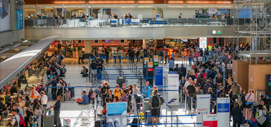 Picture of the crowd at the LA International airport (LAX.)