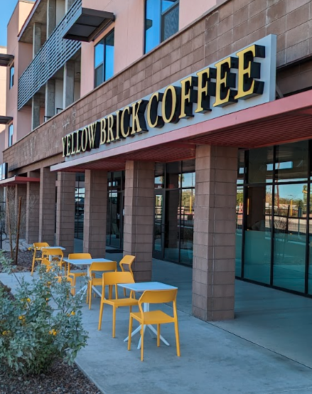 Picture of the front of the Yellow Brick Coffee Shop