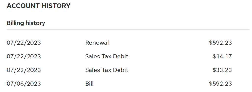 List of account history