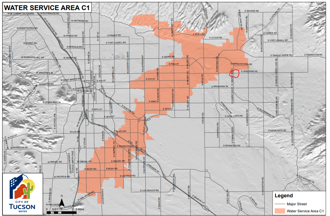 EPA Tucson Water Map of the area that was tested and found no contaimination