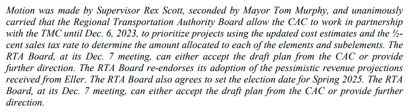 The motion the RTA board passed