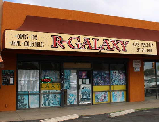 phot of exterior of R-galaxy comic book store.