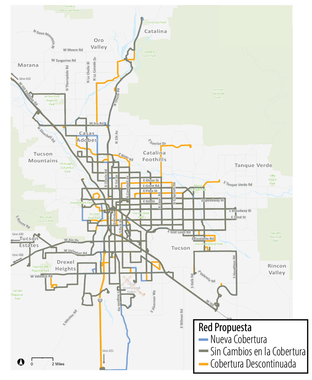 Spanish Map of the proposed transit route