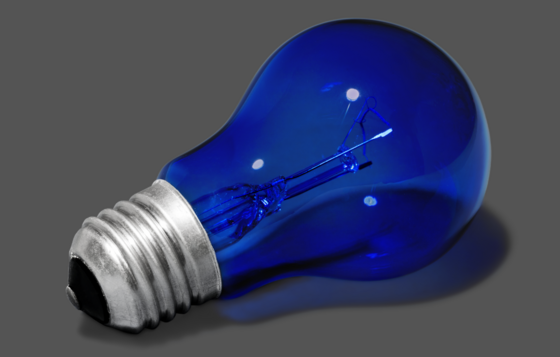 image of a blue light bulb