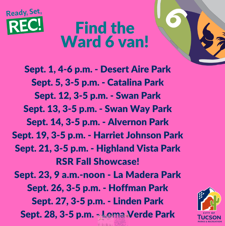 List of Read, Set, Rec! at Ward 6 parks in September 