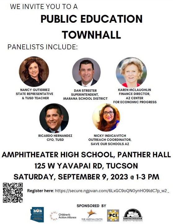 Flyer: Public education town hall at Amphitheater High school