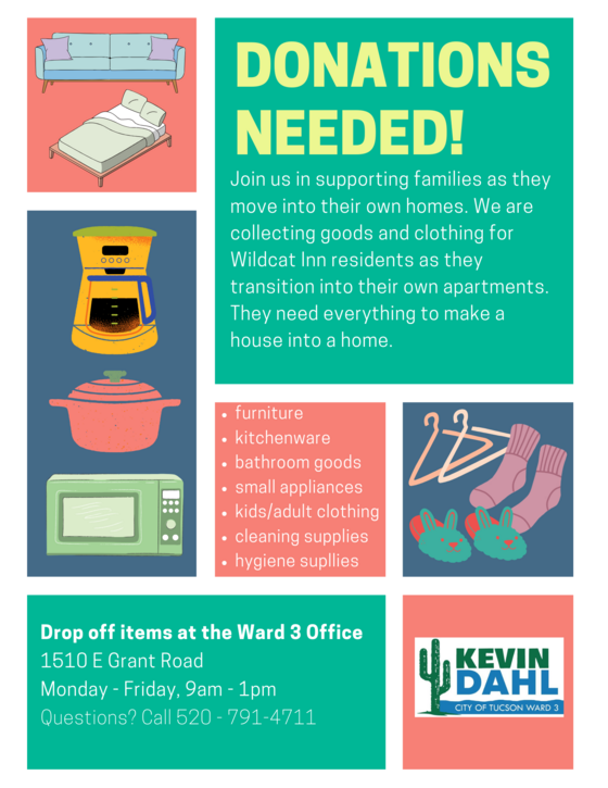 Flyer for donations for wildcat house.